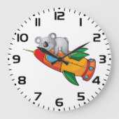Koala slapen op kleurrijke raket grote klok (Voorkant)