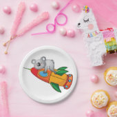 Koala slapen op kleurrijke raket papieren bordje (Feest)