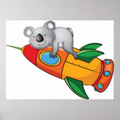 Koala slapen op kleurrijke raket poster (Voorkant)
