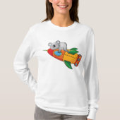 Koala slapen op kleurrijke raket t-shirt (Voorkant)