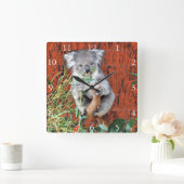 Koala Snack Time Clock Vierkante Klok (Huis)