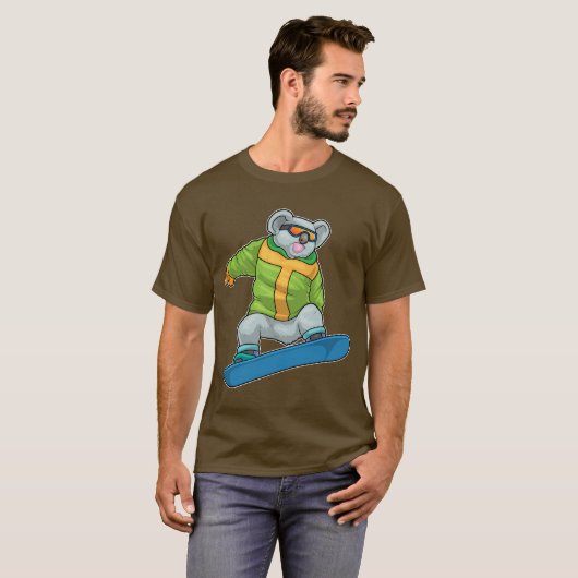 Koala Snowboarder Snowboard T-shirt (Voorkant volledig)