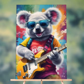 Koala speelt gitaar, rock graffiti acryl bord (Neutraal)