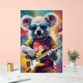 Koala speelt gitaar, rock graffiti acryl bord (Huwelijk)