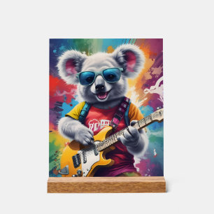 Koala speelt gitaar, rock graffiti acryl bord