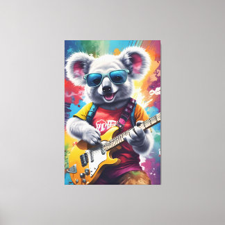 Koala speelt gitaar, rock graffiti canvas afdruk