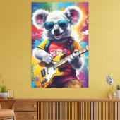 Koala speelt gitaar, rock graffiti canvas afdruk (Insitu (Woonkamer))