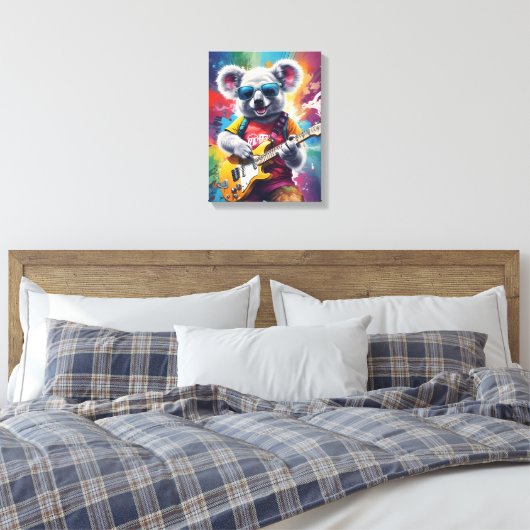 Koala speelt gitaar, rock graffiti canvas afdruk (Insitu (Slaapkamer))