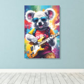 Koala speelt gitaar, rock graffiti canvas afdruk (Insitu (Houten vloer))