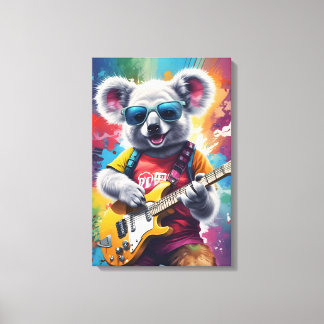Koala speelt gitaar, rock graffiti canvas afdruk
