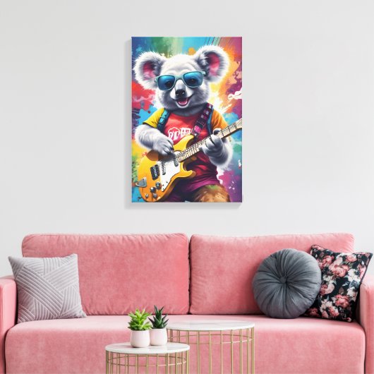 Koala speelt gitaar, rock graffiti canvas afdruk (Insitu (Woonkamer))