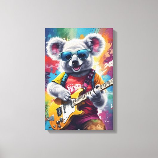 Koala speelt gitaar, rock graffiti canvas afdruk (Voorkant)