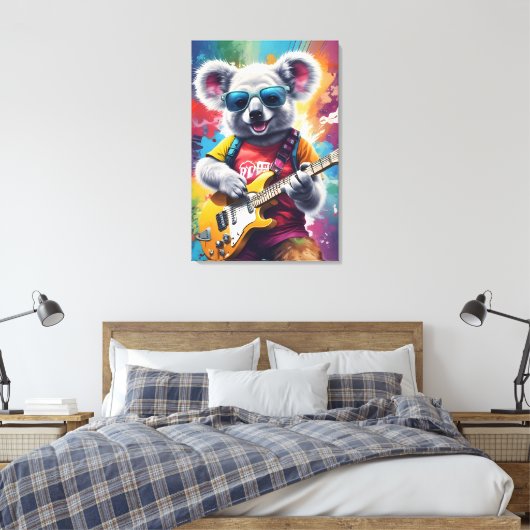 Koala speelt gitaar, rock graffiti canvas afdruk (Insitu (Slaapkamer))