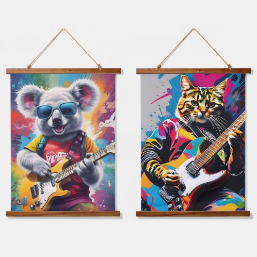 Koala speelt gitaar, rock graffiti hangend wandkleed (Dubbel)