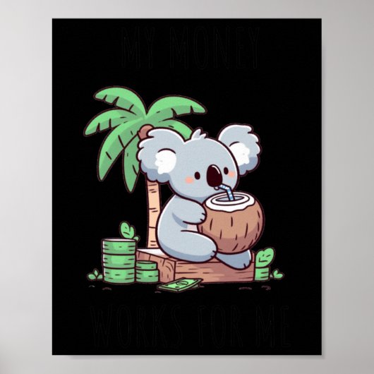 Koala-Sticker met levend inkomen Poster (Voorkant)