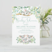 Koala Struik Baby Baby Douche Uitnodigingen (Staand voorkant)