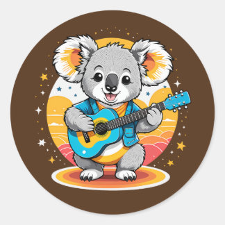 Koala Strumming een gitaar Ronde Sticker