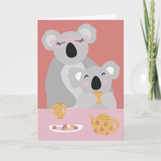 Koala Theetijd Cute Moederdag Wenskaart Kaart (Voorkant)