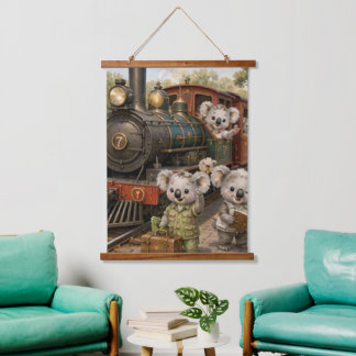 Koala Trein Avontuur Door de Australische Bush Hangend Wandkleed