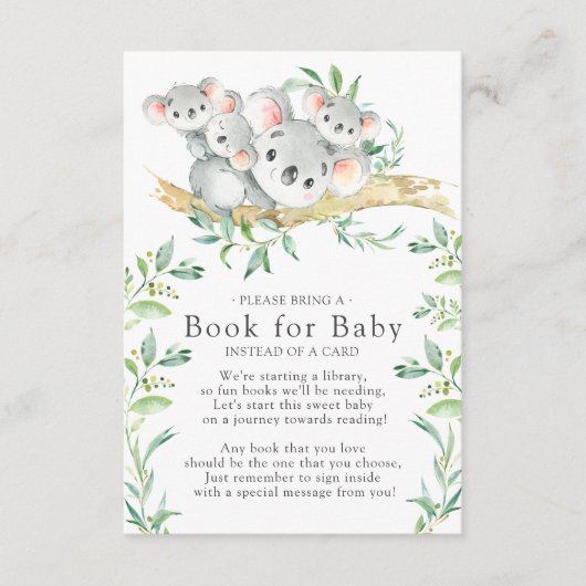 Koala Triplets Baby shower Boek voor Baby Kaart (Voorkant)