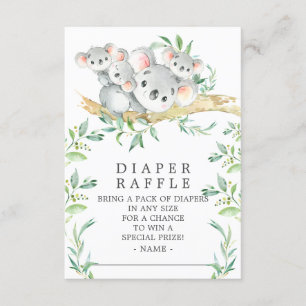 Koala Triplets Baby shower Luier Raffle Ticket Informatiekaartje