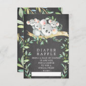 Koala Triplets Baby shower Luier Raffle Ticket Informatiekaartje (Voorkant / Achterkant)