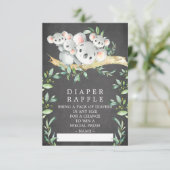 Koala Triplets Baby shower Luier Raffle Ticket Informatiekaartje (Staand voorkant)