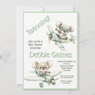 Koala Tweeling Baby Shower Uitnodiging | Geslachts