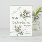 Koala Tweeling Baby Shower Uitnodiging | Geslachts (Staand voorkant)