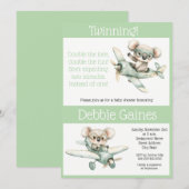 Koala Tweeling Baby Shower Uitnodiging | Geslachts (Voorkant / Achterkant)