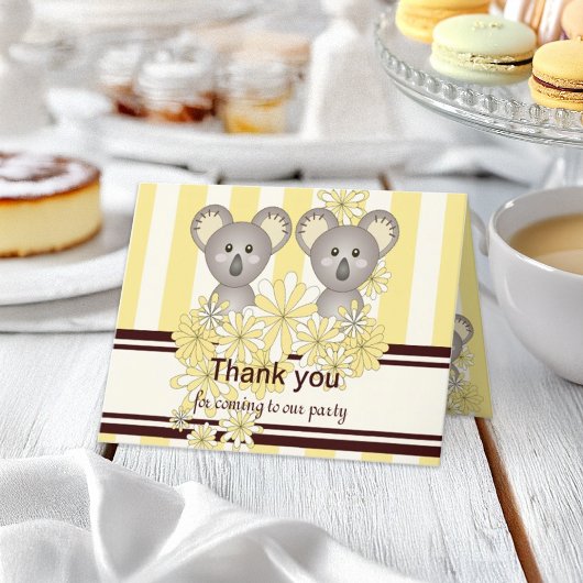Koala Tweeling Verjaardag / Baby Shower Bedankkaar Bedankkaart
