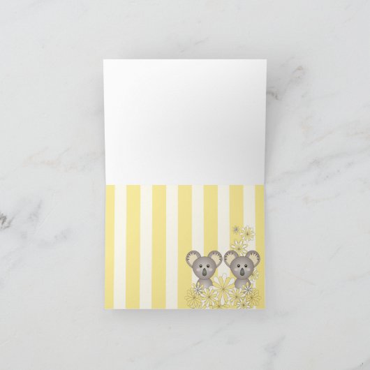 Koala Tweeling Verjaardag / Baby Shower Dankkaart Bedankkaart (Binnen)