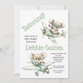 Koala Twin Baby shower Uitnodiging | genderneutraa (Voorkant)