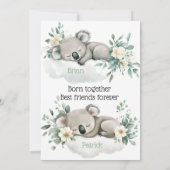 Koala Twin Baby shower Uitnodiging | genderneutraa (Achterkant)