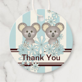 Koala Twin Boy Baby shower / Verjaardag Bedankt Bedankjes Labels