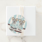 Koala Twin Boy Baby shower / Verjaardag Bedankt Bedankjes Labels (In situ)