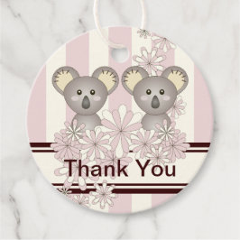 Koala Twin Girl Baby shower / Verjaardag Bedankt Bedankjes Labels