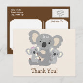 Koala Twins Baby shower Dank u Briefkaart (Voorkant / Achterkant)