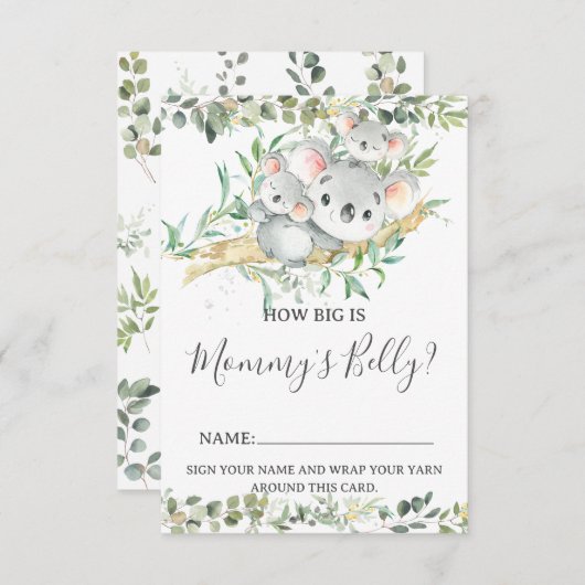 Koala Twins Hoe groot is mama's buik spel Kaart (Voorkant / Achterkant)