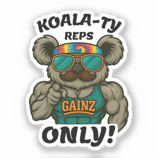 Koala-ty Reps Only – Funny Koala Gym Workout Sticker (Voorkant)