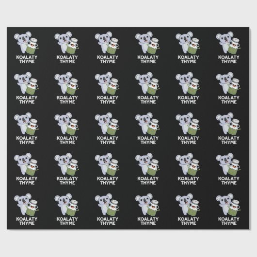 Koala-ty Thyme Funny Koala Thyme Pun Dark BG Cadeaupapier (Vlak)
