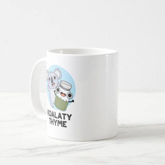 Koala-ty Thyme Funny Koala Thyme Pun Koffiemok (Voorkant links)
