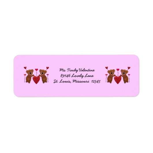 Koala Valentijn Hearts Retouradreslabels Etiket (Voorkant)