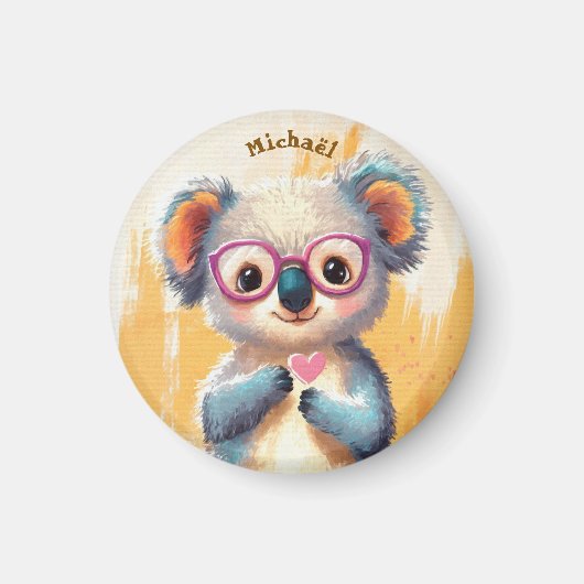 Koala Valentijnsdag Hart Badge Kinderen School Magneet (Voorkant)