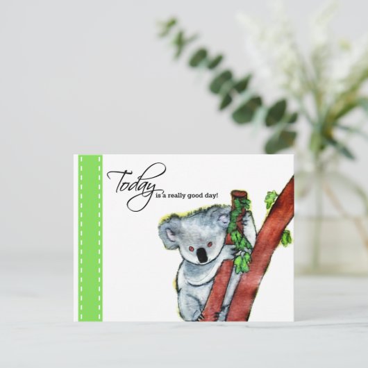 Koala - "Vandaag is echt een goede dag!" Briefkaart (Staand voorkant)