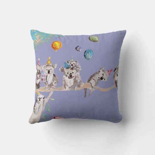 Koala-verjaardag Cute Koalas Kinderen Paarse Kusse Kussen (Achterkant)
