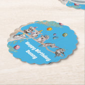 Koala Verjaardagsfeestje Blauw Papier Feest Onderz Kartonnen Onderzetters (Gekanteld)