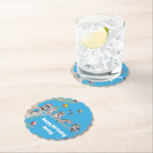 Koala Verjaardagsfeestje Blauw Papier Feest Onderz Kartonnen Onderzetters (Insitu)