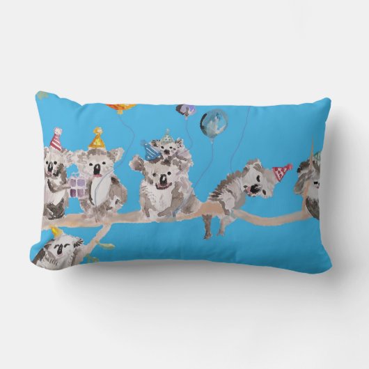Koala-verjaardagsfeestje Cute Koalas Kinderkussen Kussen (Voorkant)