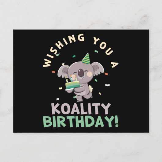 Koala-verjaardagswens voor een koala-verjaardag va briefkaart (Voorkant)